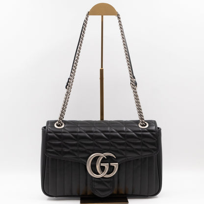 GG Marmont Flap Bag Medium Black Leather