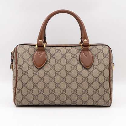 Top Handle Boston Bag GG Supreme Bee Embroidered