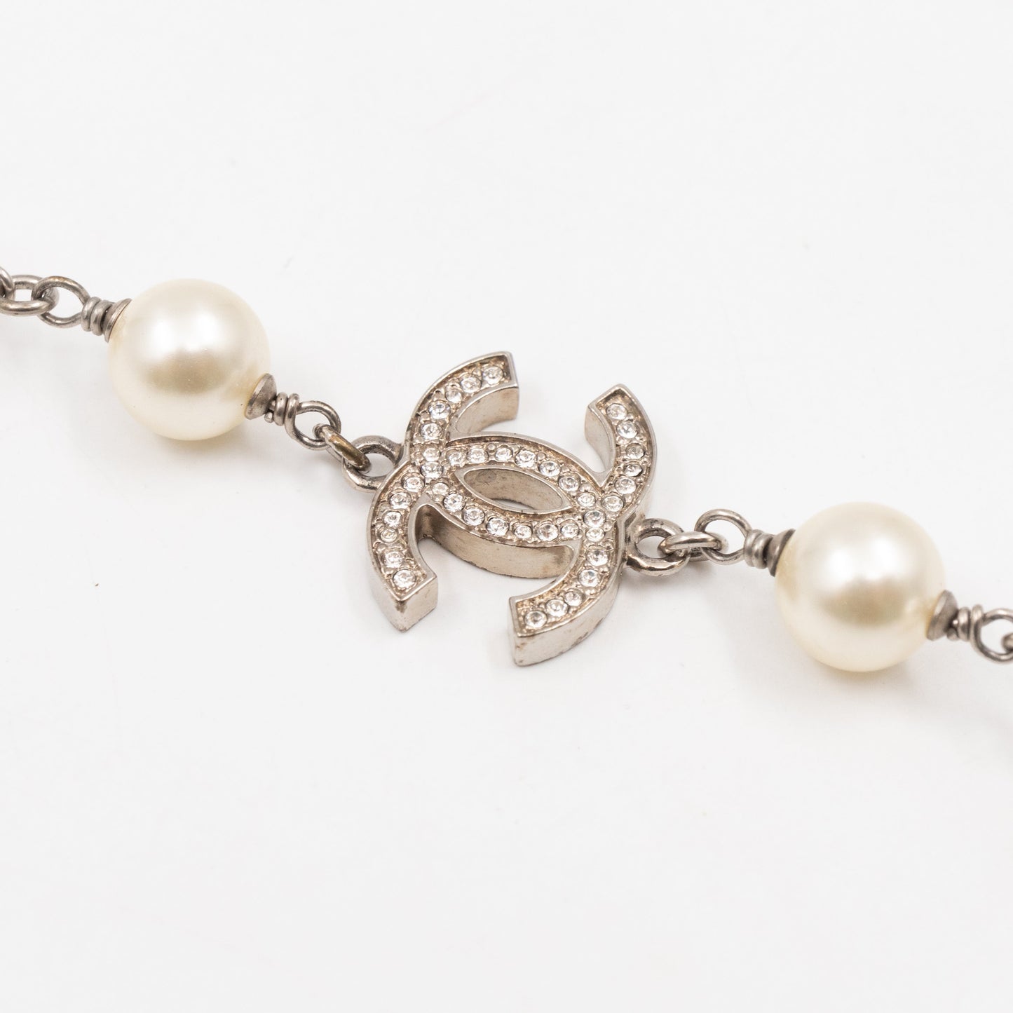Pearl CC Crystal Long Necklace