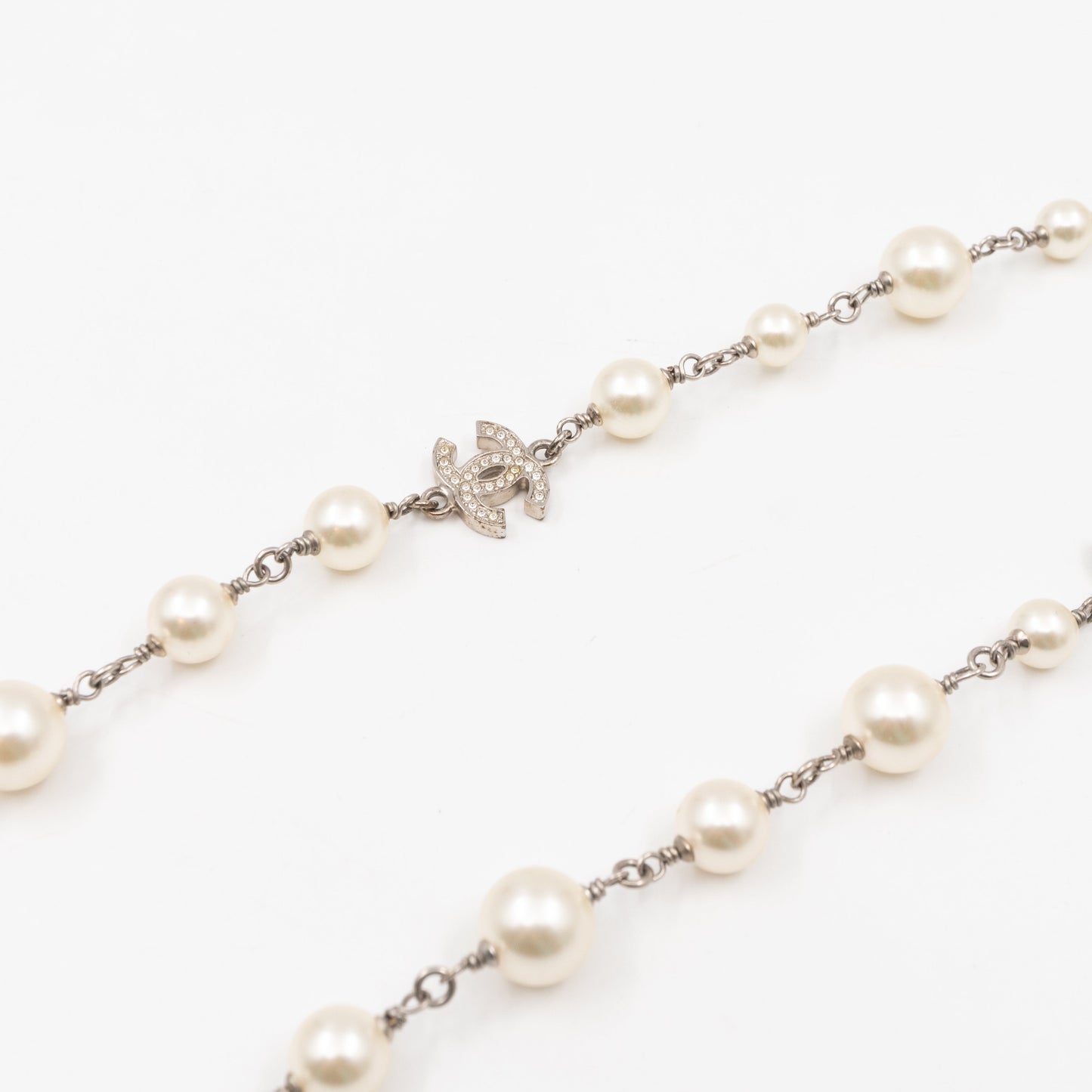 Pearl CC Crystal Long Necklace