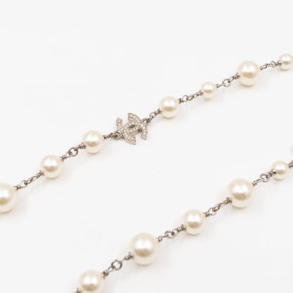 Pearl CC Crystal Long Necklace