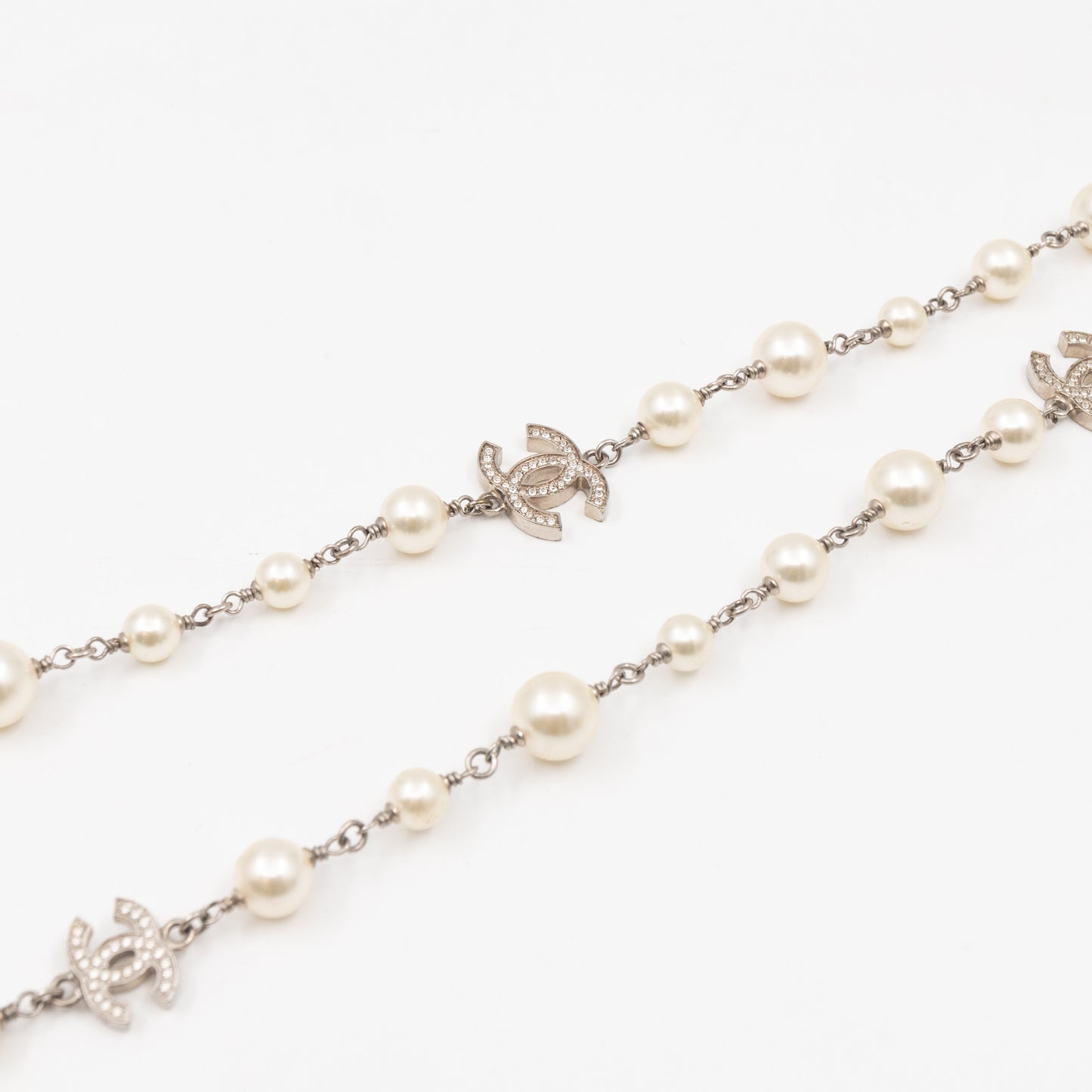 Pearl CC Crystal Long Necklace