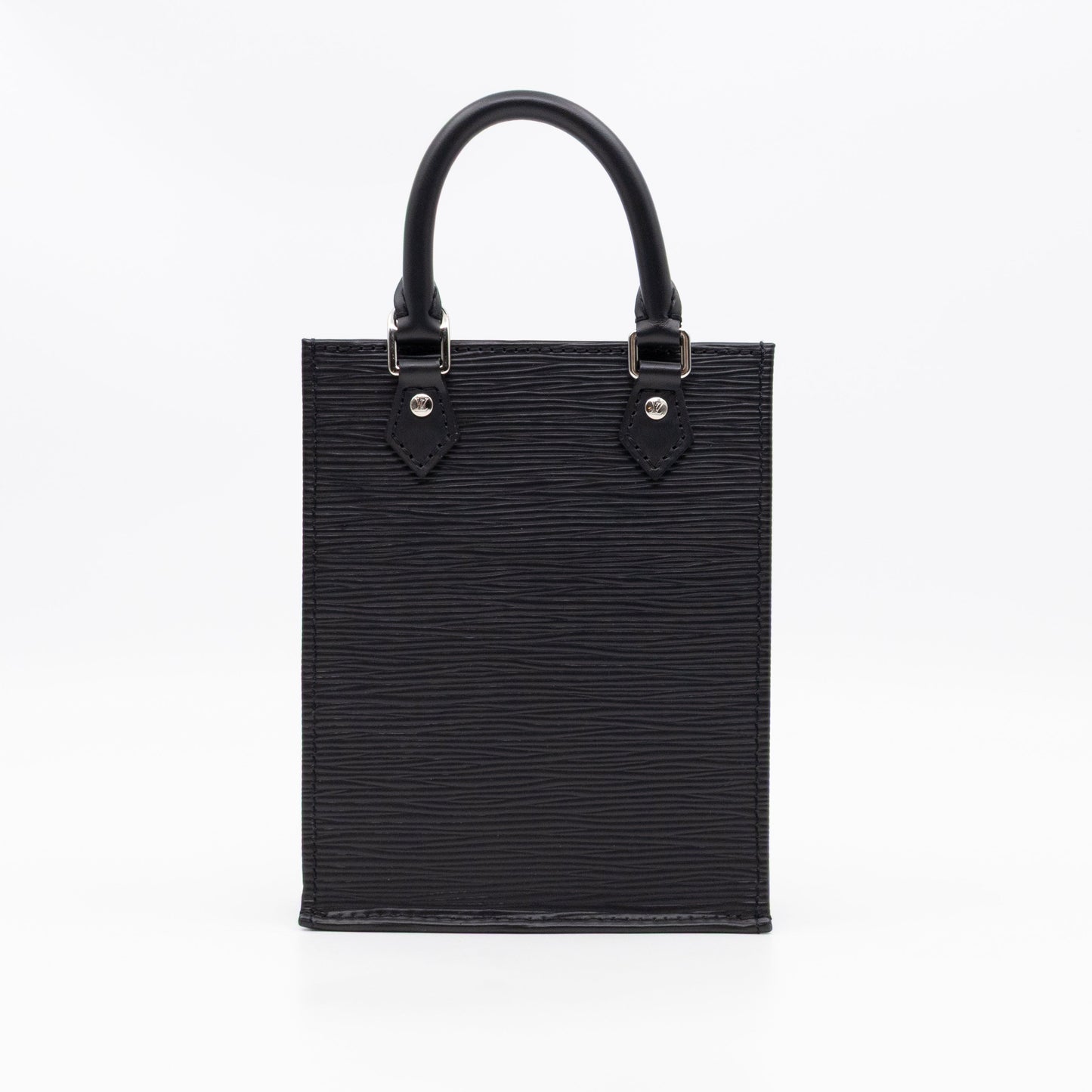 Petit Sac Plat Black Epi Leather With Jacquard Strap