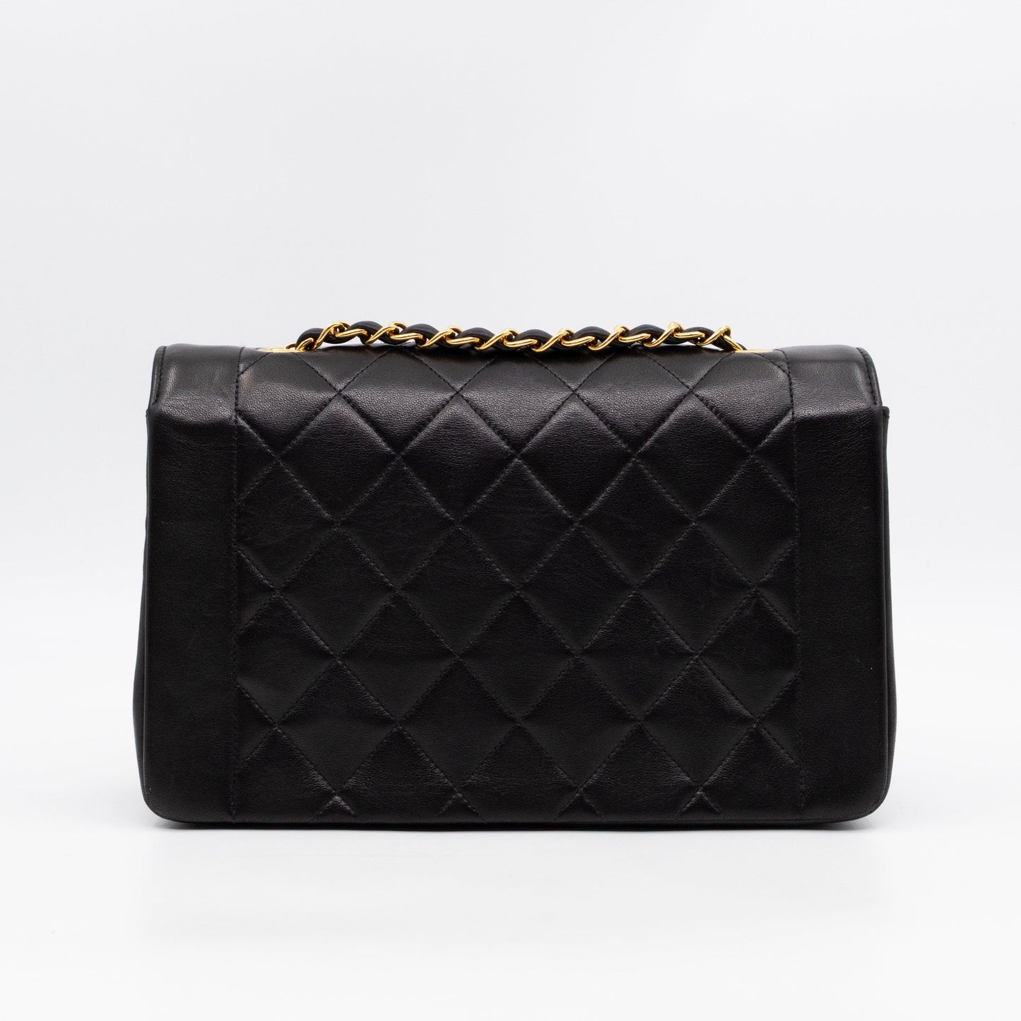 Diana Medium Black Lambskin Leather Gold