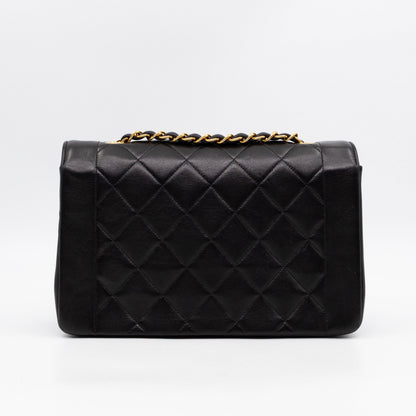 Diana Medium Black Lambskin Leather Gold