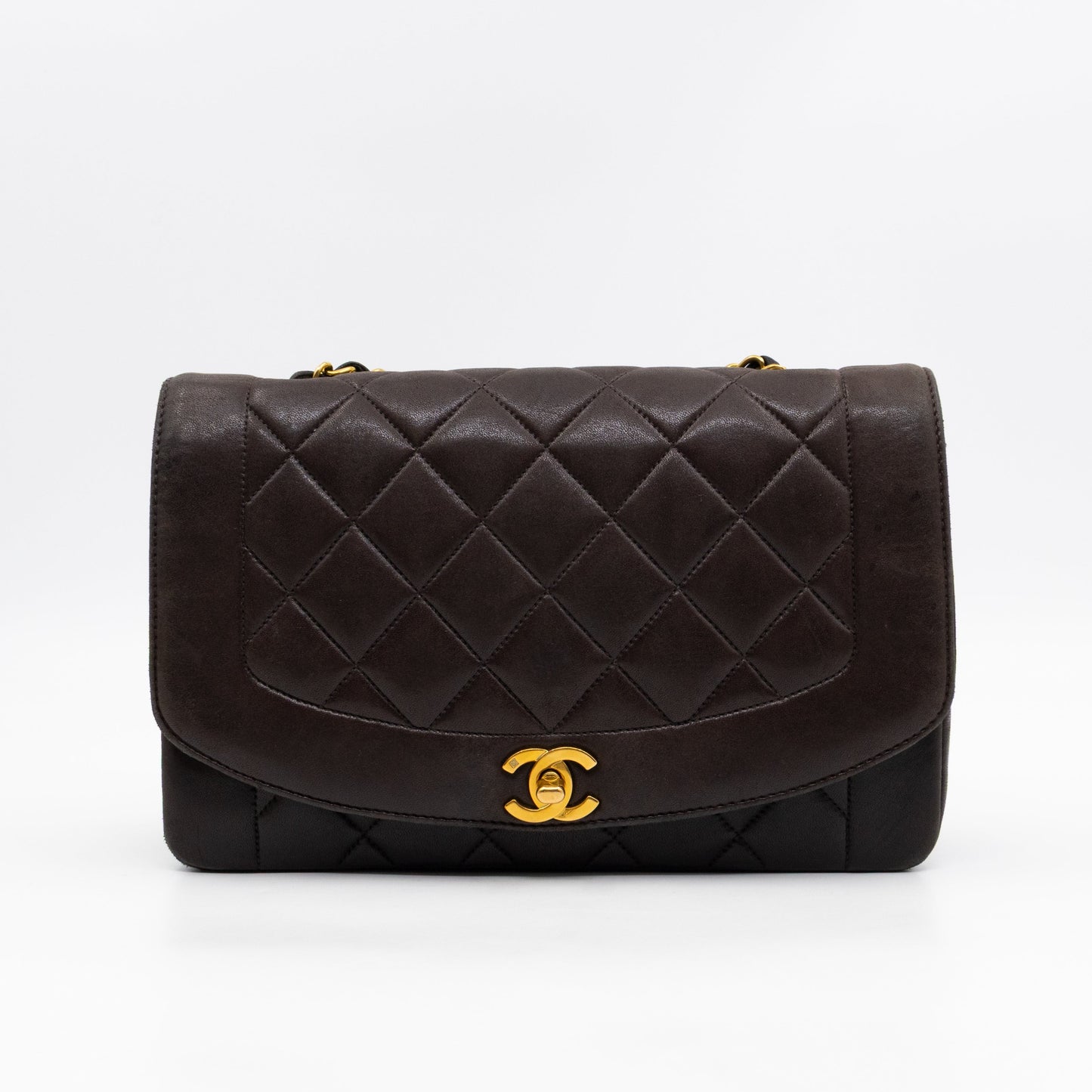 Diana Medium Black Lambskin Leather Gold