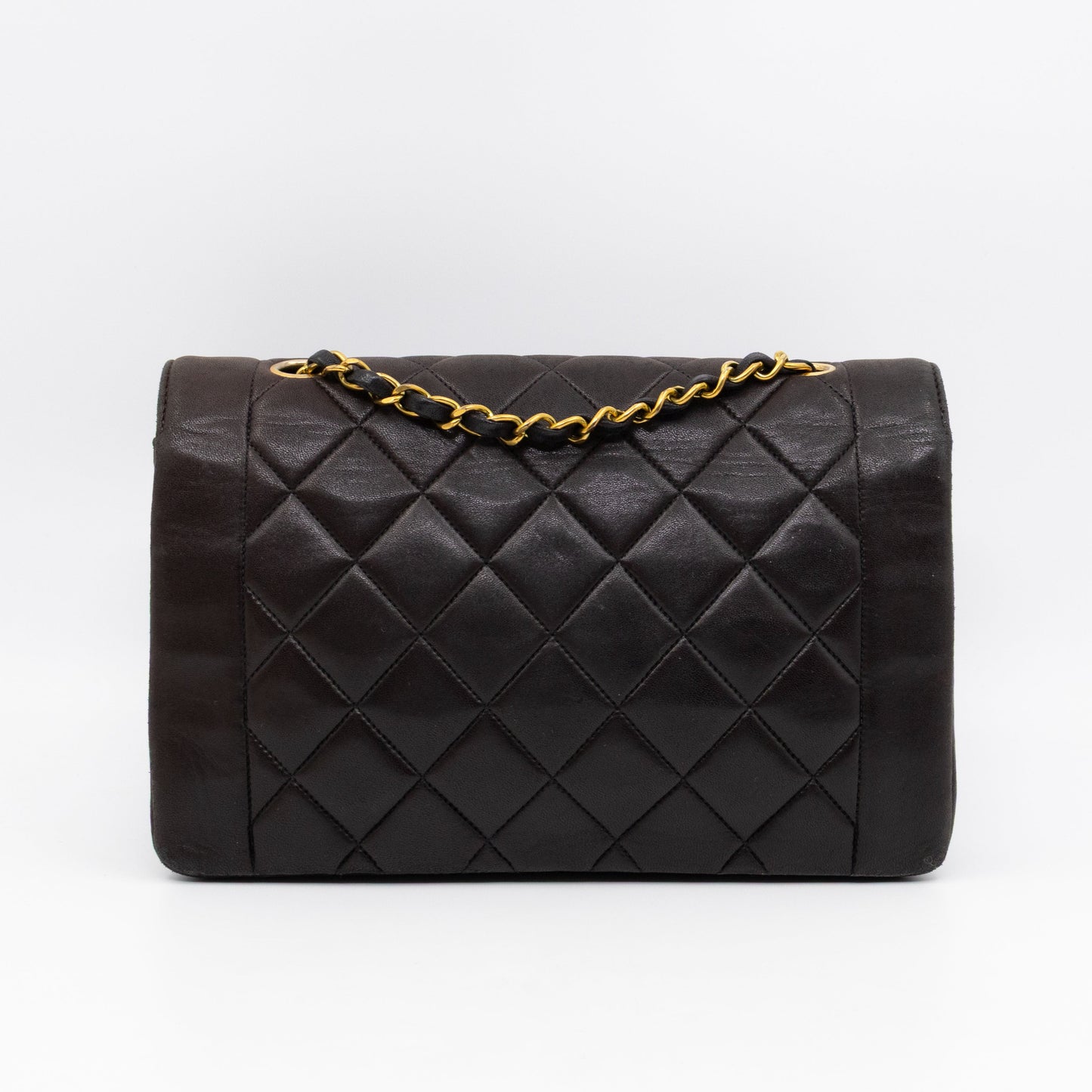 Diana Medium Black Lambskin Leather Gold