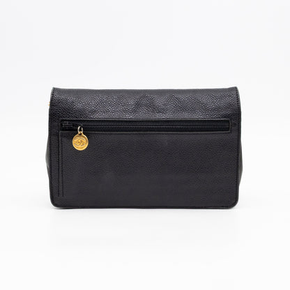 Timeless CC Wallet On Chain Black Caviar Leather