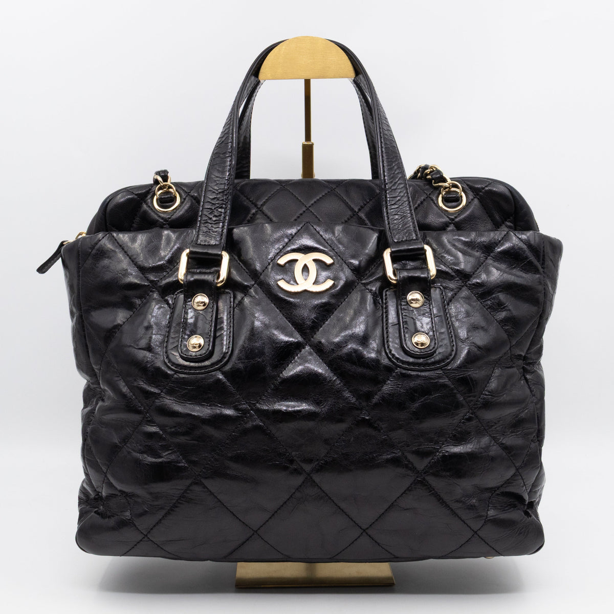 Portobello Tote Glazed Black Leather