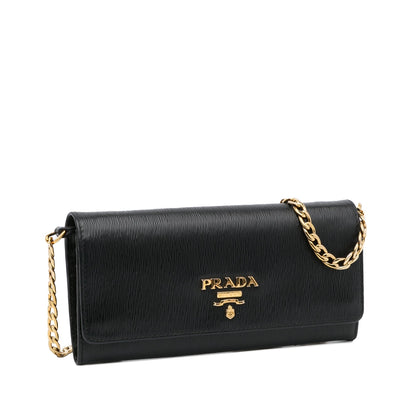 Prada Wallet On Chain Black Vitello Move