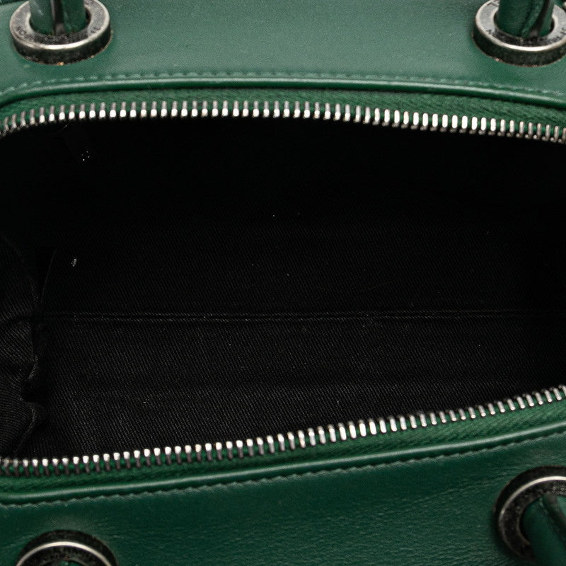 Chanel Woven Leather Bowler Bag Leather Handbag in Good condition