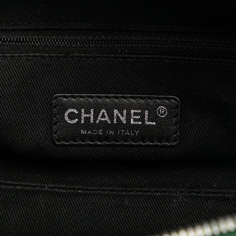 Chanel Woven Leather Bowler Bag Leather Handbag in Good condition