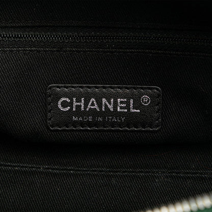 Chanel Woven Leather Bowler Bag Leather Handbag in Good condition