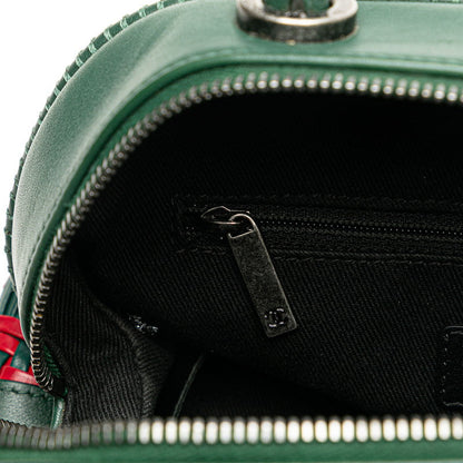 Chanel Woven Leather Bowler Bag Leather Handbag in Good condition