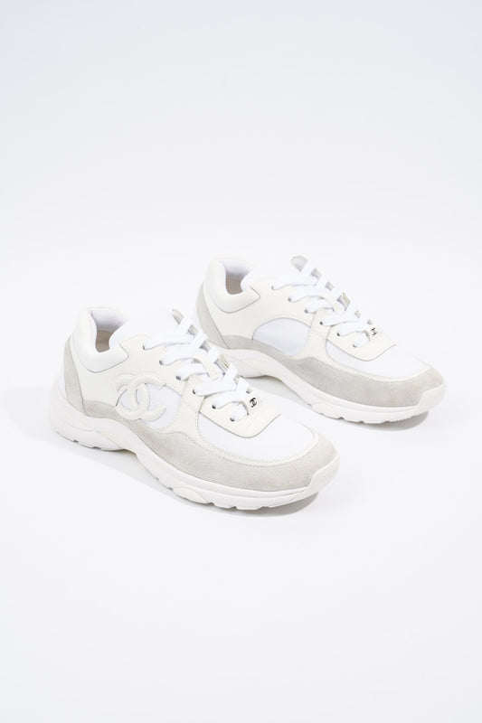 Chanel CC Logo Sneaker White Suede EU 38 UK 5