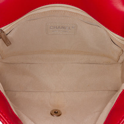 Red Chanel Medium Perforated Lambskin Punch Flap Shoulder Bag