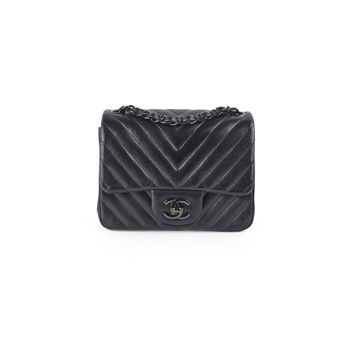 Chanel Mini Square Chevron So Black