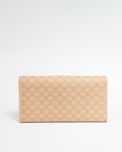 Celine Beige Macadam Coated Canvas Flap Continental Wallet