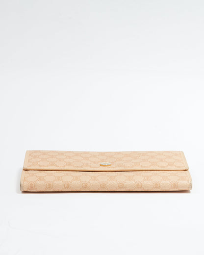 Celine Beige Macadam Coated Canvas Flap Continental Wallet