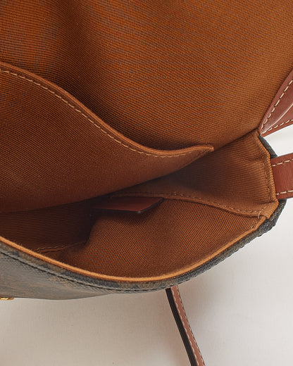 Celine Triomphe Coated Canvas / Tan Leather Trim Mini Besace Crossbody