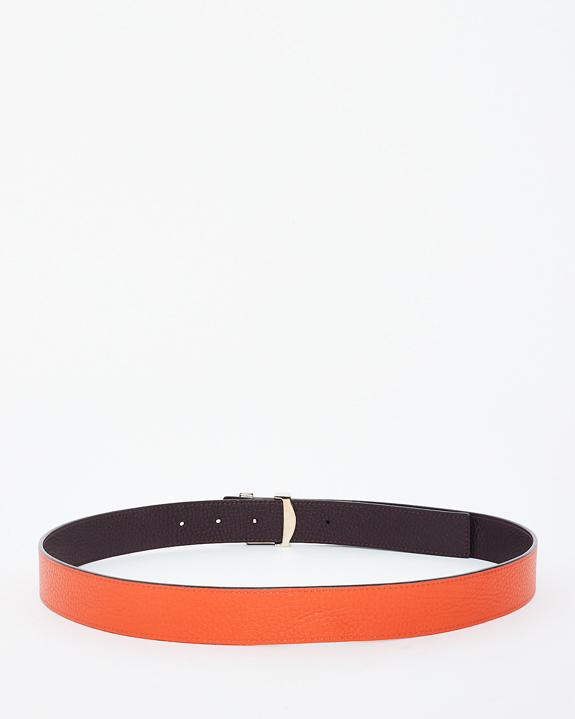 Louis Vuitton Orange/Eggplant Leather Reversible Logo Belt - 85/34