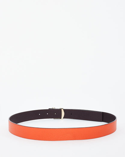 Louis Vuitton Orange/Eggplant Leather Reversible Logo Belt - 85/34