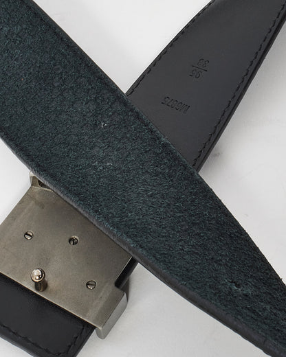 Louis Vuitton Black Suede Damier Initiales 40mm LV Logo Belt - 95/38