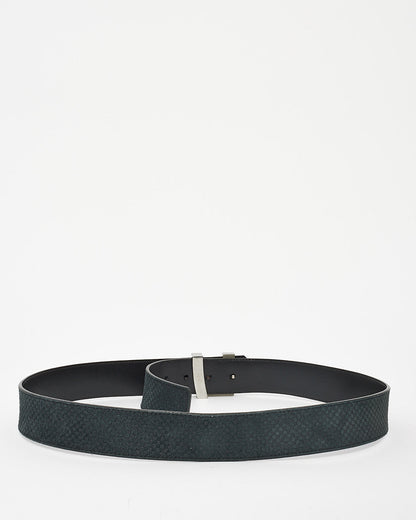 Louis Vuitton Black Suede Damier Initiales 40mm LV Logo Belt - 95/38