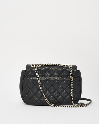 Chanel Black Grained Leather Two Tone CC Logo Casual Pocket Messenger Flap Bag
