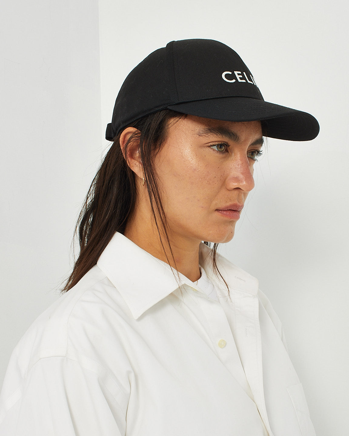 Celine Black Cotton Logo Baseball Hat - M -