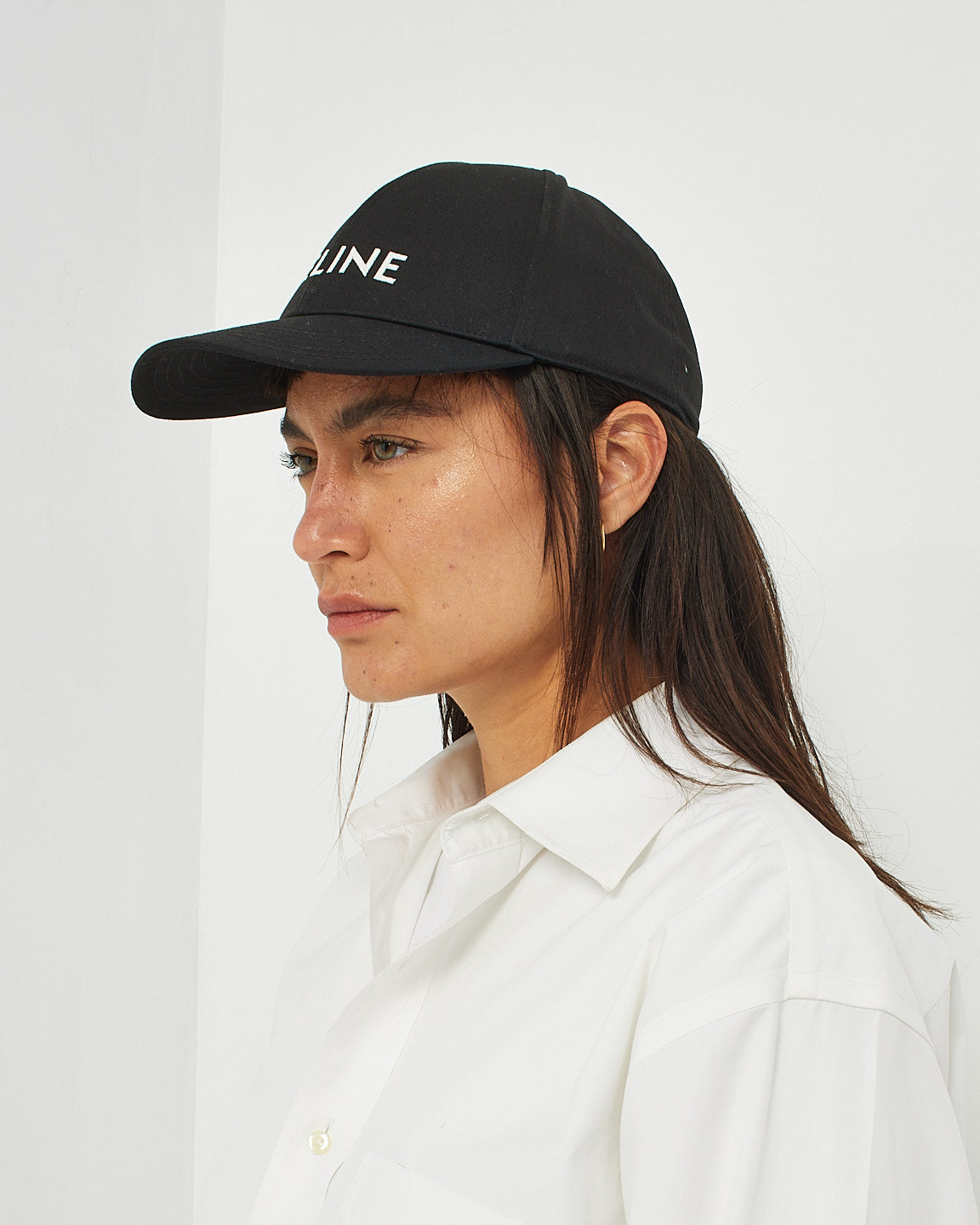 Celine Black Cotton Logo Baseball Hat - M -