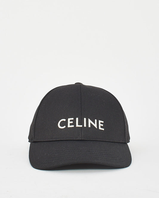 Celine Black Cotton Logo Baseball Hat - M -