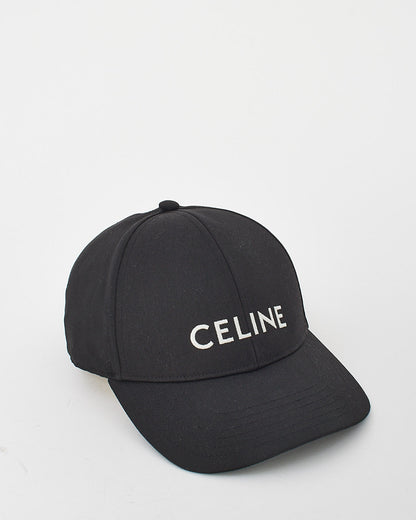 Celine Black Cotton Logo Baseball Hat - M -