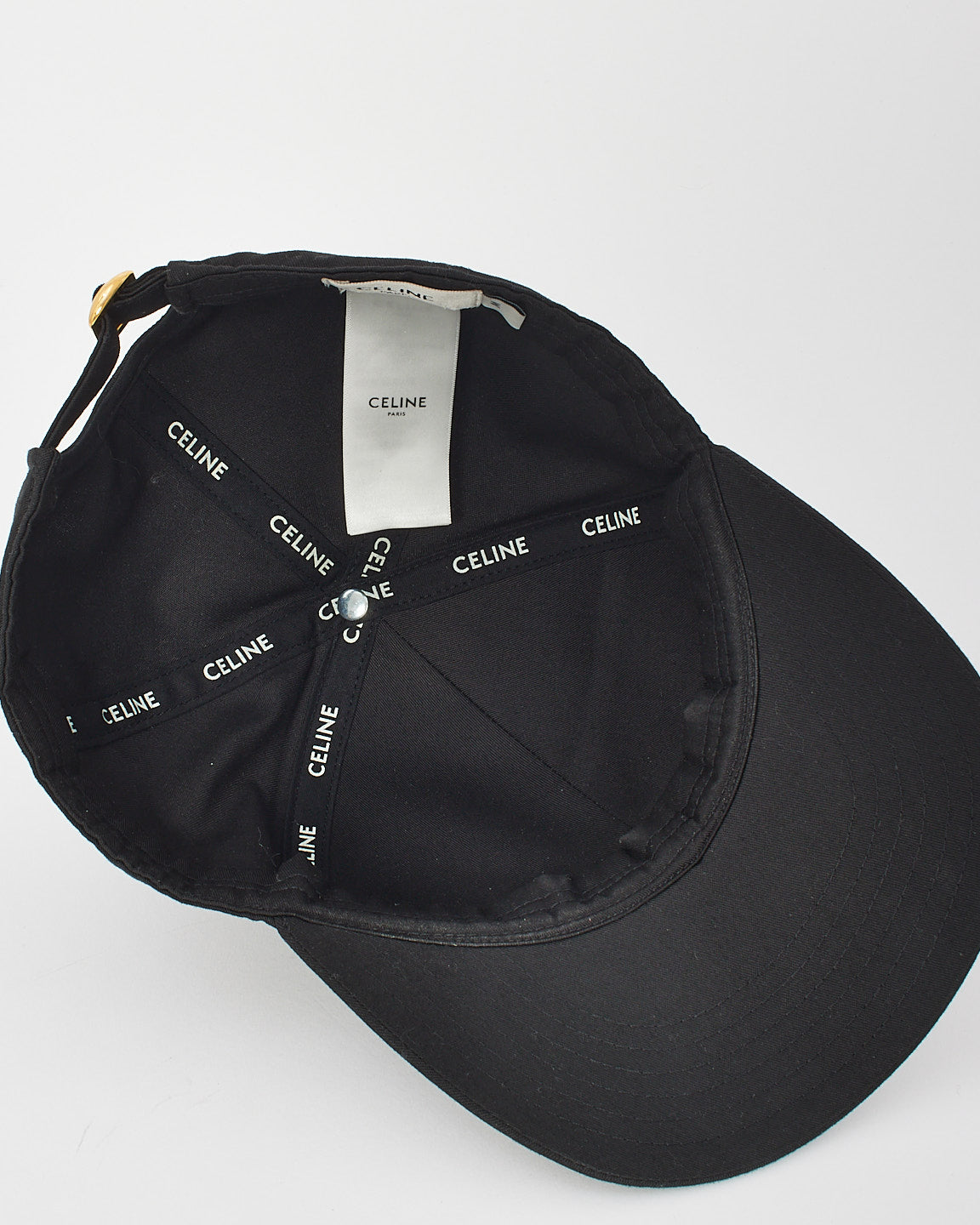 Celine Black Cotton Logo Baseball Hat - M -