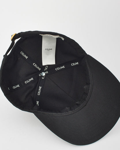 Celine Black Cotton Logo Baseball Hat - M -