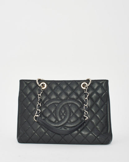 Chanel Black Caviar Quilted GST Shopping Tote Bag