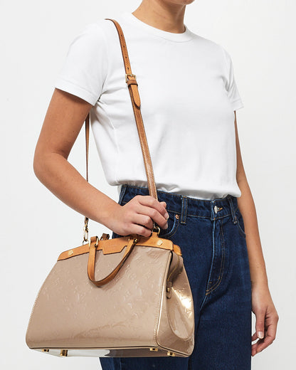 Louis Vuitton Dark Beige Metallic Monogram Vernis Brea MM Bag