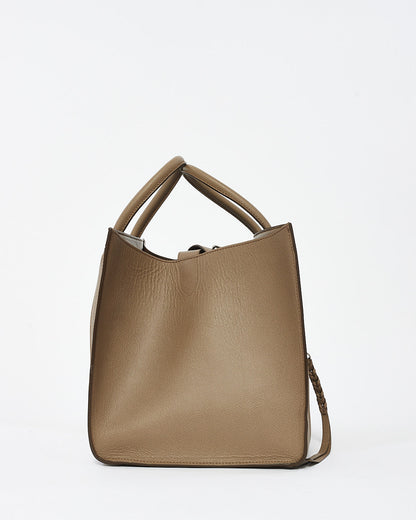 Celine Taupe Grey Leather Medium Phantom Luggage Tote Bag