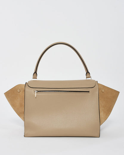 Celine Beige Leather & Suede Medium Trapeze Bag