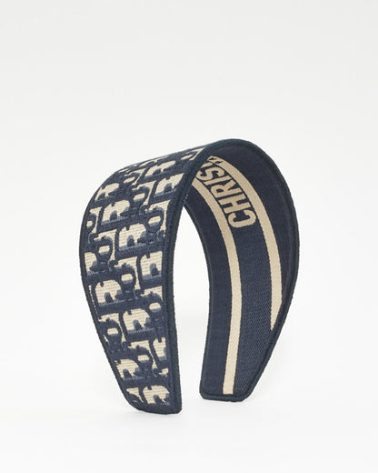 Dior Blue Canvas Oblique Wide Headband