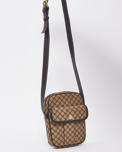 Celine Vintage Brown Canvas Macadam Crossbody Bag