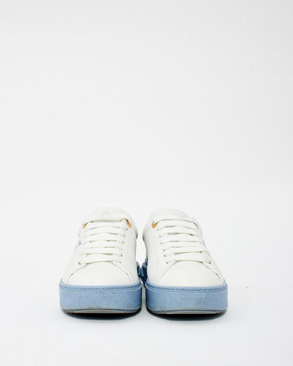 Louis Vuitton White & Blue Leather Time Out Low Top Sneakers - 37.5