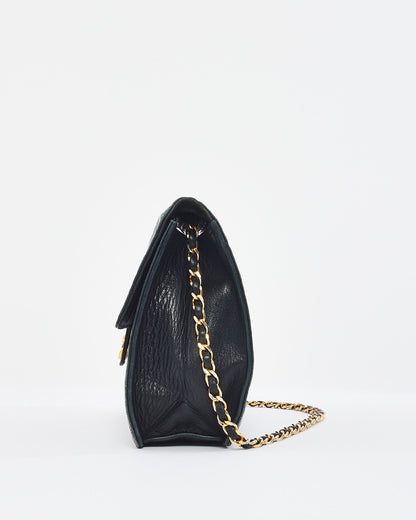 Chanel Vintage Black Quilted Lambskin Leather Single Flap Bag
