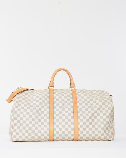 Louis Vuitton Damier Azur Keepall 55 Bandouliere Duffle Bag
