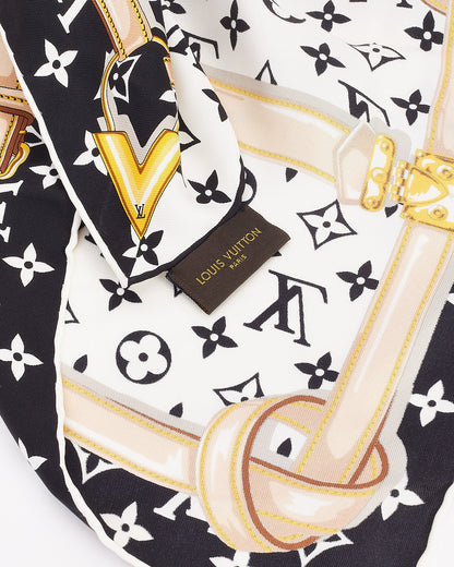 Louis Vuitton Black/White/Yellow Monogram Confidential Square Iconic Silk Scarf