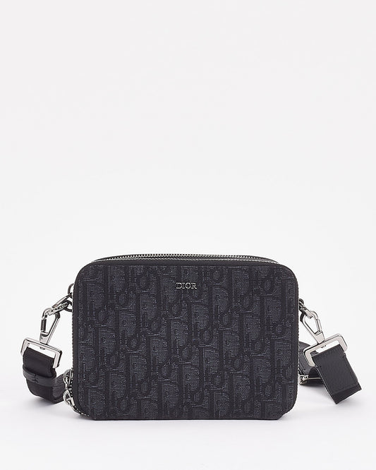 Dior Black Canvas Oblique Jacquard Pouch with Strap