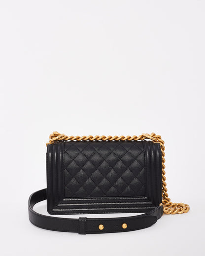 Chanel Black Caviar Leather Quilted Small Boy Bag GHW