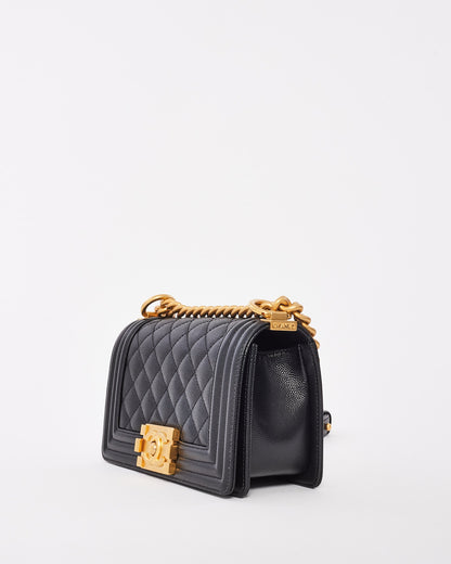 Chanel Black Caviar Leather Quilted Small Boy Bag GHW
