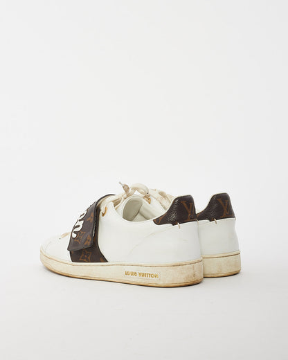 Louis Vuitton White & Brown Leather Logo Low Top Sneakers - 39