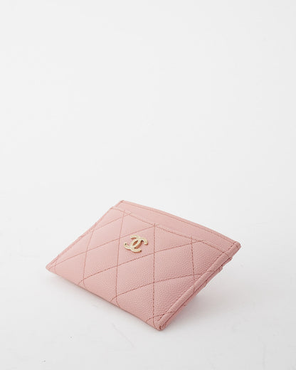 Chanel Pink Caviar Quilted Leather Card Holder